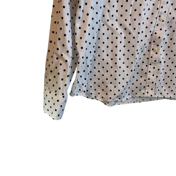 Chaps Women Top 2X Polka Dot‎ Cotton Button Up Coastal Preppy Travel Office - Picture 7 of 11